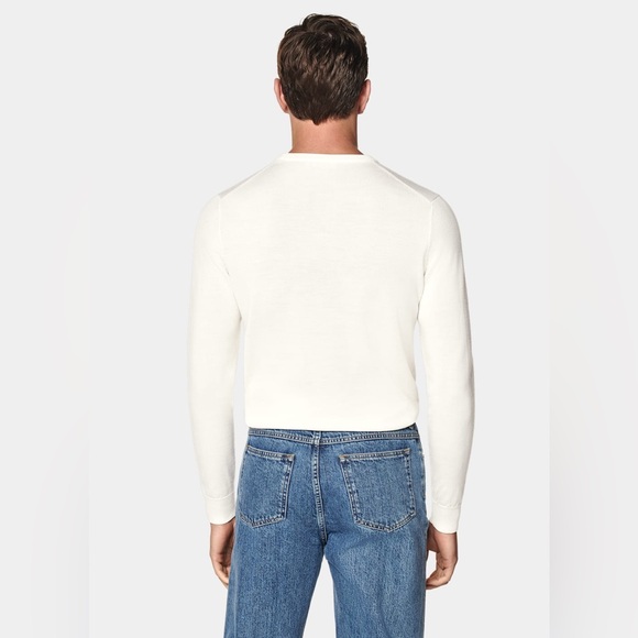 SuitSupply Off White Merino Crewneck Sweater size M - Picture 3 of 16